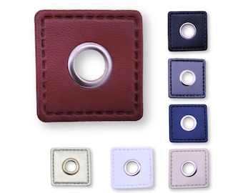 Eyelet patches square artificial leather 30 x 30 mm 2/6/10/20 pieces
