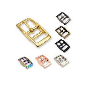 Double bar buckle 16, 20 mm Black, Deep Black, Rose Gold, Silver, Golden Yellow, Antique Brass, Rainbow Metal