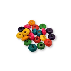 Wooden beads discus colored 10 mm - 10 / 20 / 50 pieces