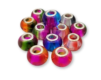 Glass beads 15 x 10 mm colorful 10 / 20 / 50 pcs.