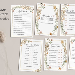 Bridal Shower Games Template Bundle | Floral Bridal Shower Games | Boho Bridal Shower Games