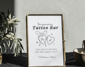 Temporary Tattoo Bar Sign Template | Temporary Tattoo Station Sign | Temporary Tattoo Station Canva | Wedding Temporary Tattoo Station