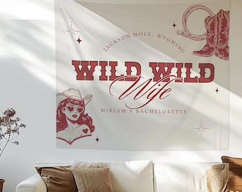 Bandera de despedida de soltera "Esposa Salvaje" / Decoración de esposa salvaje / Decoraciones de despedida de soltera del oeste / Bandera del último rodeo