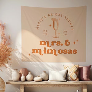 Bannière nuptiale Mrs and Mimosas | Panneau de bienvenue de douche nuptiale en mimosa | Décorations d'enterrement de vie de jeune fille madame et mimosas