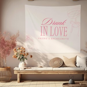 Drunk in Love Bachelorette Party Banner | Drunk in Love Bachelorette Welcome Sign | Pink Bachelorette Decor | Pink Martini Bachelorette