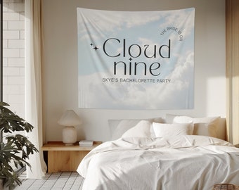 On Cloud 9 Bachelorette Banner | Cloud Nine Bachelorette Welcome Sign | Match Made in Heaven Bachelorette Decor | Sleepover Bachelorette