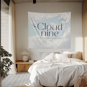 On Cloud 9 Bachelorette Banner | Cloud Nine Bachelorette Welcome Sign | Match Made in Heaven Bachelorette Decor | Sleepover Bachelorette