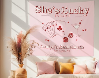 Lucky in Love Bachelorette Party Banner | Las Vegas Bachelorette Decorations | Casino Theme Bachelorette Decorations | Lucky in Love Decor