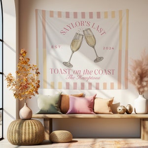 Pink Last Toast on the Coast Bachelorette Banner | Coastal Bachelorette Welcome Sign | Toast on the Coast Bachelorette Decorations