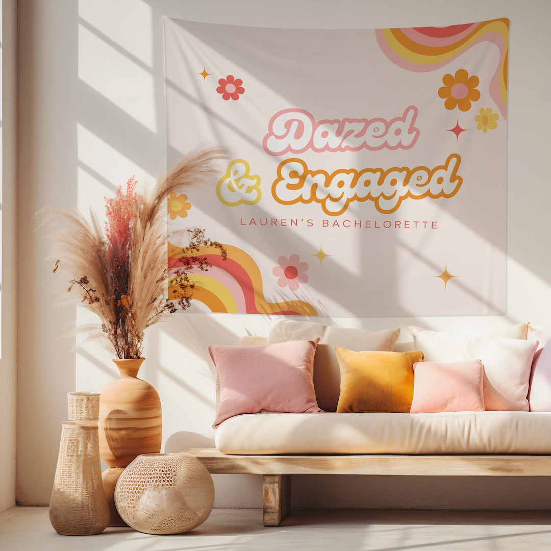 Dazed and Engaged Bachelorette Party Banner | Retro Groovy Bachelorette ...