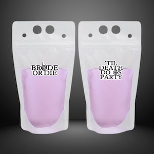 Til Death Do Us Party Drink Pouches | Bride or Die Bachelorette Favors | Til Death Do Us Party Bachelorette Cups (Sold Individually)
