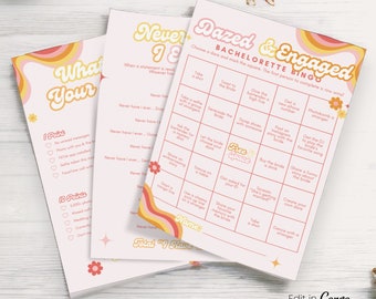 Dazed and Engaged Bachelorette Party Games | Retro Groovy Bachelorette Party Games | Printable Bachelorette Party Games