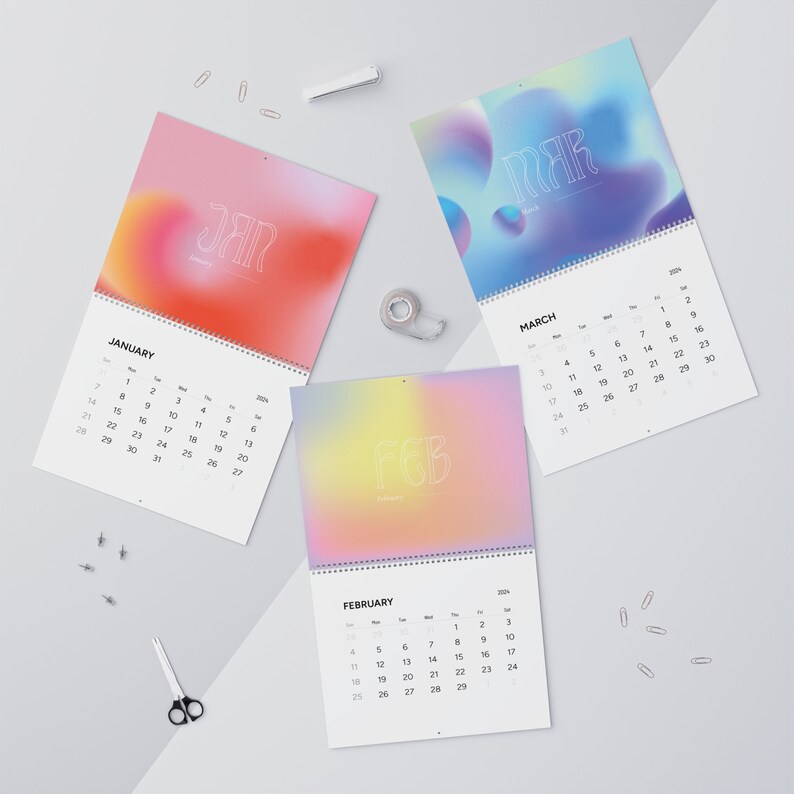 2024 Wall Calendar Aura Calendar Aesthetic Calendars for Her Trendy