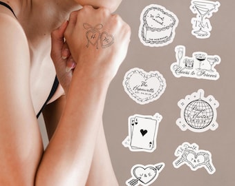 Whimsical Wedding Temporary Tattoos | Modern Wedding Flash Tattoos | Wedding Tattoo Station | Personalized Wedding Temporary Tattoos
