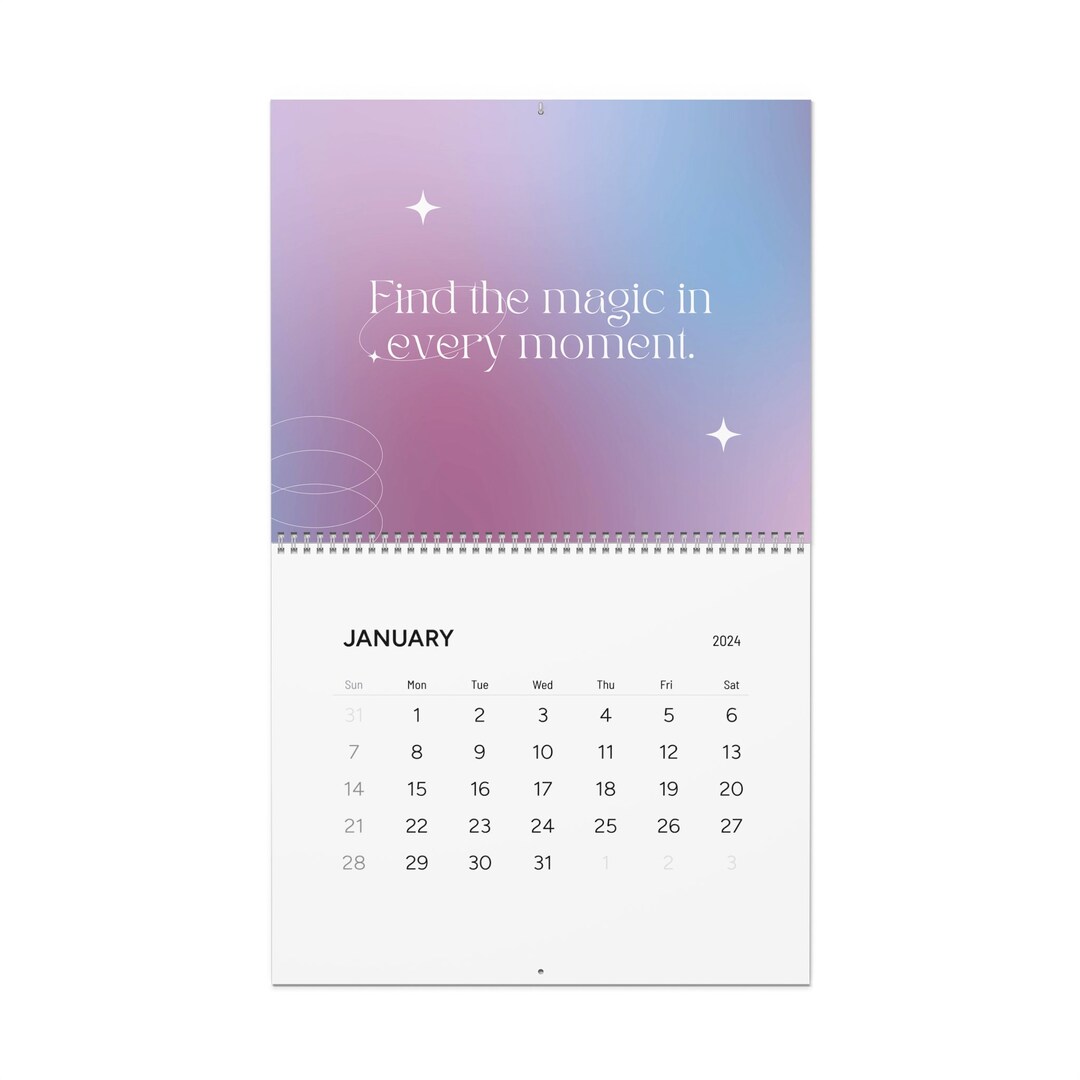 2024 Wall Calendar Aura Calendar Motivational Calendars Etsy