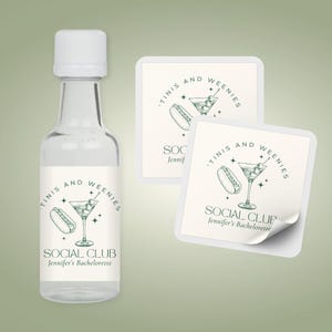 Tinis and Weenies Party Mini Liquor Bottle Labels | Tinis and Weenies Decorations | Weenies and Tinis Bachelorette | Same Weenie Forever