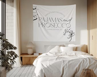 Pajamas and Prosecco Bachelorette Party Banner | PJs and Prosecco Bachelorette Party Backdrop | Sleepover Bachelorette Party