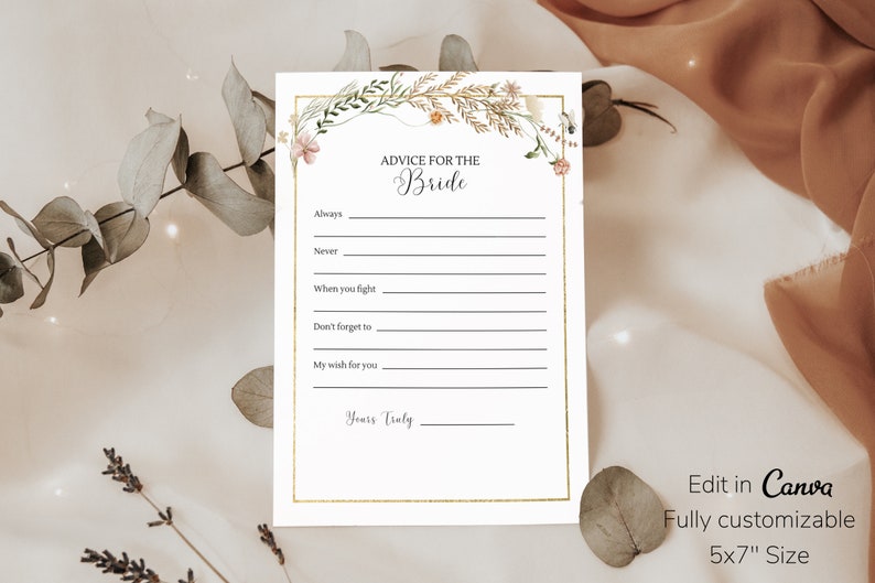 Advice for the Bride Printable Cards Bridal Shower Printable - Etsy