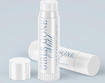 May include: Two white lip balm tubes with a blue and white label that says "Girls Gone Wild" and "Carly's Bachelorette".