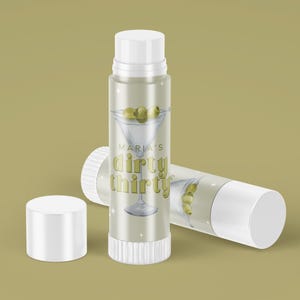 Dirty Thirty Birthday Lip Balm | 30th Birthday Favors | Funny 30th Birthday | Martini Theme Birthday Decorations