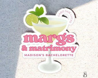 Margs and Matrimony Bachelorette Party Stickers | Custom Bachelorette Stickers | Final Fiesta Bachelorette Party Favors | 2" Sticker