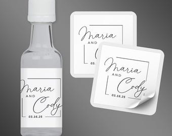 Custom Wedding Shooter Labels | Modern Wedding Favors | Alcohol Wedding Favors | Mini Liquor Labels | Modern Engagement Party Favors