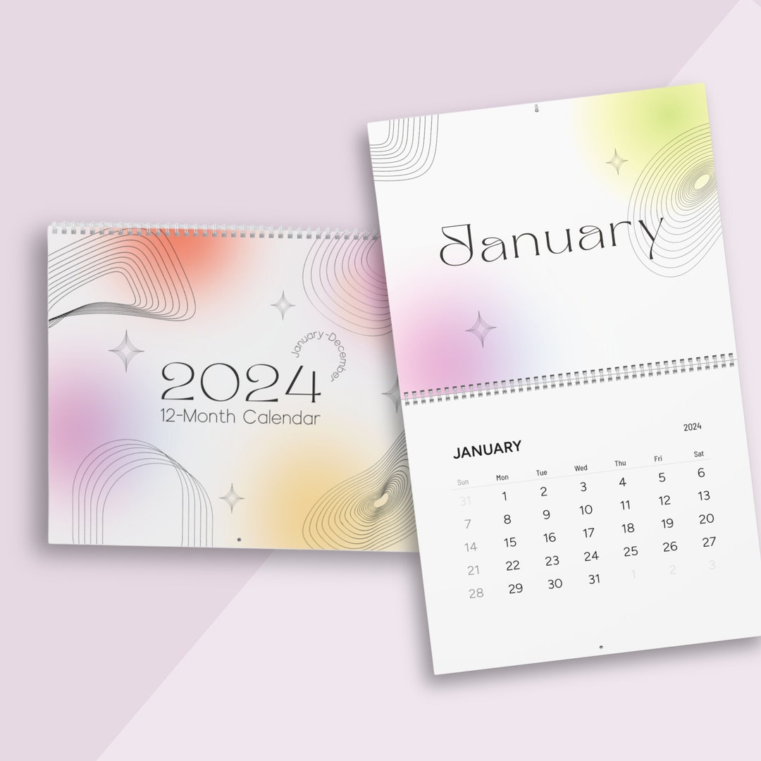 2024 Wall Calendar Aura Calendar Aesthetic Calendars for Her Colorful