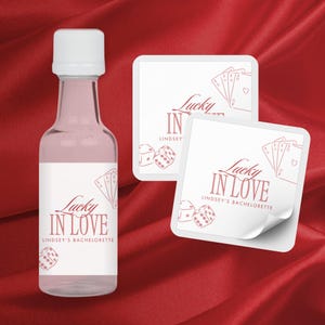 Etiquetas para fotos de despedida de soltera con temática de Lucky in Love / Decoración para despedida de soltera con temática de casino / Recuerdos para despedida de soltera con temática de Lucky in Love / Despedida de soltera en Las Vegas