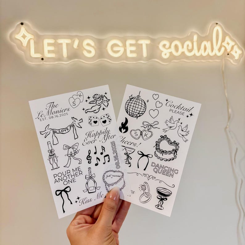 Custom Wedding Temporary Tattoos | Modern Wedding Temporary Tattoos