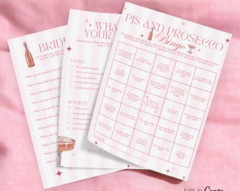 PJs and Prosecco Bachelorette Party Games | Pajamas and Prosecco Bachelorette Party | Sleepover Bachelorette | Printable Bachelorette Games