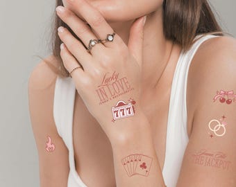 Tatuajes temporales para despedidas de soltera con suerte en el amor / Tatuajes para despedidas de soltera en casinos / Recuerdos para despedidas de soltera con suerte en el amor / Despedida de soltera en Las Vegas