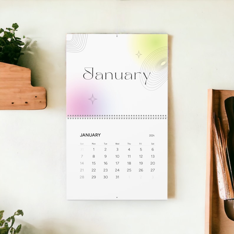 2024 Wall Calendar Aura Calendar Aesthetic Calendars for Her Colorful ...