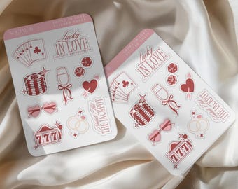 Lucky in Love Bachelorette Sticker Sheet | Las Vegas Bachelorette Favors | Vegas Bachelorette Party Decorations | Casino Bachelorette Favors