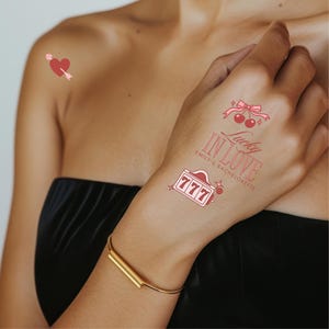 Tatuajes temporales para despedidas de soltera con suerte en el amor / Tatuajes para despedidas de soltera en casinos / Recuerdos para despedidas de soltera con suerte en el amor / Despedida de soltera en Las Vegas