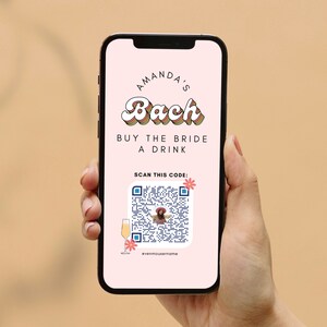 Kaufe der Braut eine Drink Vorlage | Retro Junggesellinnenabschied Venmo Karte | Retro Hippie Junggesellinnenabschied Dekor