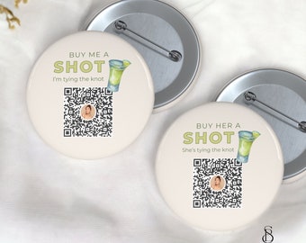Achetez-moi une photo Je me marie avec les boutons QR Code | Acheter un verre Venmo à la mariée | Boutons Venmo de Bachelorette | Achetez une photo à la mariée
