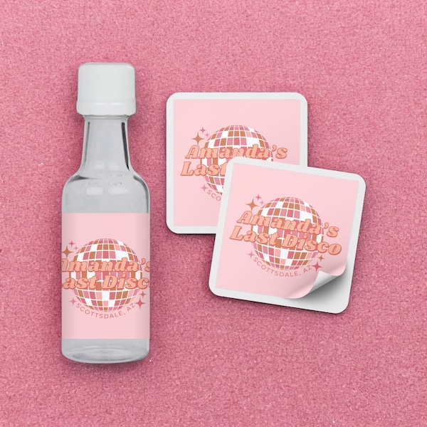 Last Disco Bachelorette Shooter Labels | Last Disco Bachelorette Favors | Groovy Bachelorette Party | Mini Liquor Bottle Labels