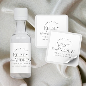 Personalized Wedding Shooter Labels | Modern Wedding Favors | Alcohol Wedding Favors | Take a Shot We Tied the Knot