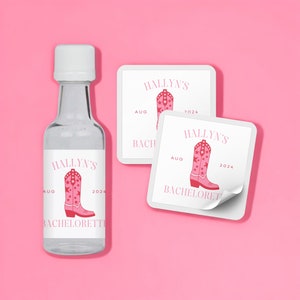 Cowgirl Bachelorette Shot Labels | Pink Cowgirl Bachelorette Favors | Nashville Bachelorette | Western Bachelorette | Mini Liquor Labels