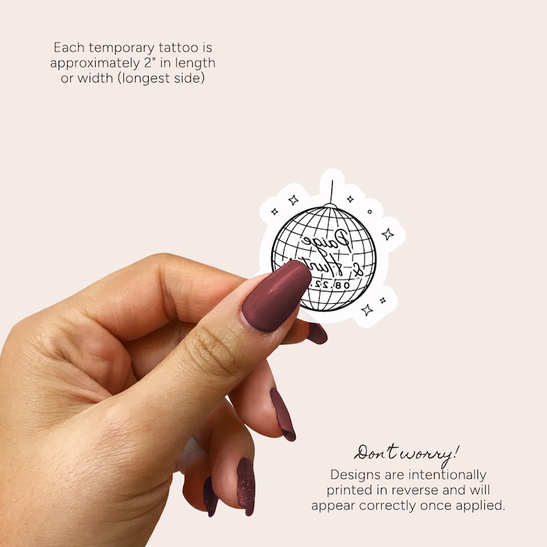 Disco Ball Wedding Temporary Tattoo | Unique Wedding Favors | Temporary Tattoo Bar Wedding