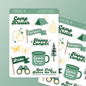 Camp Bach Sticker Sheet | Last Trail Before the Veil Bachelorette Favors | Camp Bachelorette Favors | Camp Bachelorette Stickers (1 Sheet)