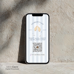 Buy the Bride a Drink Template | Last Toast on the Coast Bachelorette Party Venmo Template | Coastal Bachelorette Party Decor