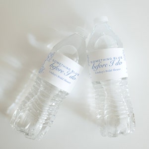 Something Blue Before I Do Bridal Shower Water Bottle Labels | Something Blue Bridal Shower Favors | Blue Bridal Shower Decor (8&quot;x1.9&quot;)