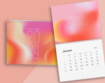 2024 Wandkalender | Aura Kalender | Ästhetische Kalender für Sie | Trendige Büro Deko | Weihnachtsgeschenke für Sie