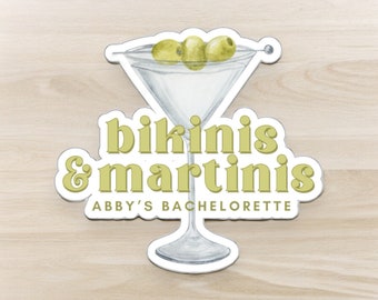Bikinis and Martinis Bachelorette Stickers | Bikinis & Martinis Bachelorette Favors | Dirty Martini Bachelorette Decorations