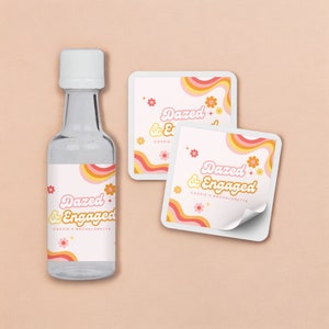 Dazed and Engaged Bachelorette Shooter Labels | Dazed and Engaged Bachelorette Favors | Retro Groovy Bachelorette | Mini Liquor Labels