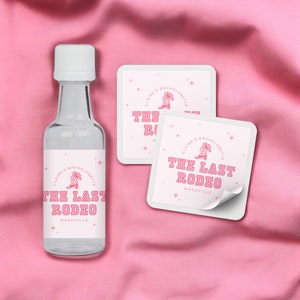 The Last Rodeo Bachelorette Crew Shooter Labels | Pink Cowgirl Bachelorette Favors | Nashville Bachelorette | Mini Liquor Labels