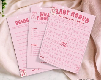 Last Rodeo Bachelorette Party Games | Pink Cowgirl Bachelorette Party Games | Games for Bachelorette Party | Printable Bachelorette Games