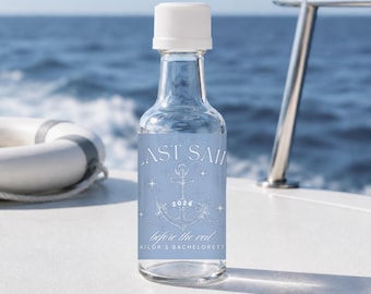 Last Sail Before the Veil Bachelorette Mini Liquor Bottle Labels | Nautical Bachelorette Favors | Lake Bachelorette Party Decor