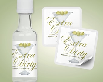 Dirty Martini Bachelorette Mini Liquor Bottle Labels | Dirty Martini Bachelorette Favors | Martini Themed Bachelorette Decorations